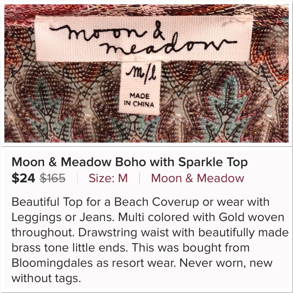 Moon & Meadow Boho Chic Drawstring Tunic Top - image 7